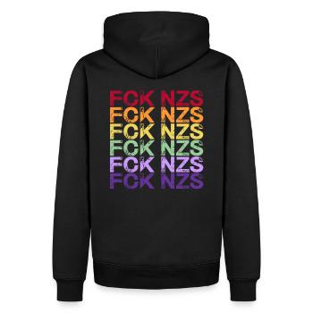 Contre les Nazis - FCK NZS - Contre la droite - Spécial - Sweat à capuche Premium bio Homme - noir - Dos - Nico (187cm)