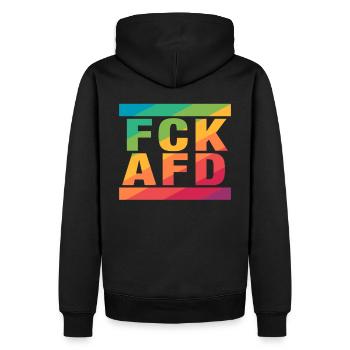 Contre les nazis - FCK AFD - Contre la droite - LGBTQ - Sweat à capuche Premium bio Homme - noir - Dos - Nico (187cm)