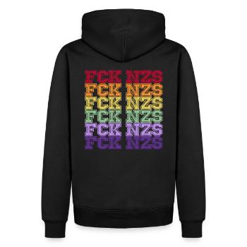 Contre les Nazis - FCK NZS - Contre la droite - Spécial - Sweat à capuche Premium bio Homme - noir - Dos - Nico (187cm)