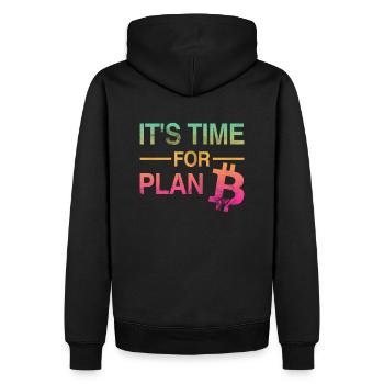 It’s Time for Plan B - Bitcoin, Cryptos, Hodlers - Sweat à capuche Premium bio Homme - noir - Dos - Nico (187cm)