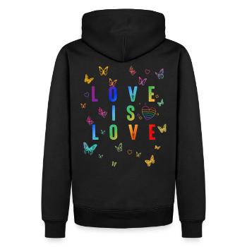 L’amour, c’est l’amour ! Déclaration Gay Pride LGBTQI+ - Sweat à capuche Premium bio Homme - noir - Dos - Nico (187cm)