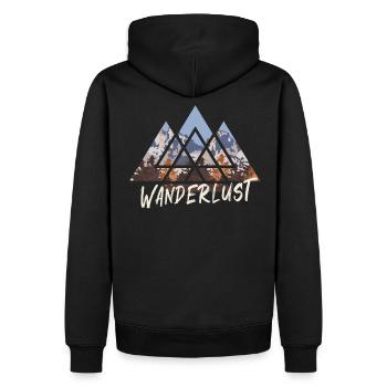 Wander Lust, Wandern, Berge - Männer Premium Bio Hoodie - Schwarz - Hinten - Nico (187cm)