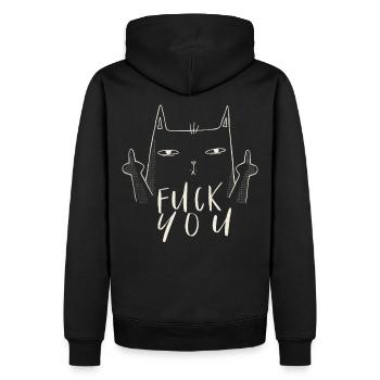 Fuck You - Fuck Off - Chat avec majeur - Sweat à capuche Premium bio Homme - noir - Dos - Nico (187cm)