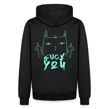 Fuck You - Fuck Off - Chat avec majeur - Sweat à capuche Premium bio Homme - noir - Dos - Nico (187cm)