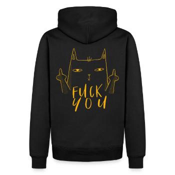 Fuck You - Fuck Off - Chat avec majeur - Sweat à capuche Premium bio Homme - noir - Dos - Nico (187cm)