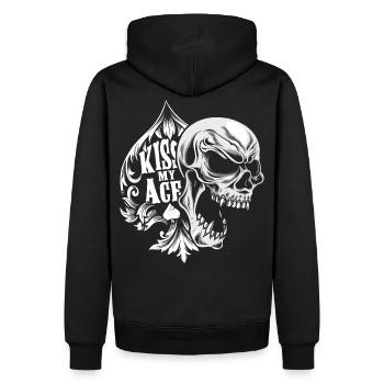 Kiss my Ace - Männer Premium Bio Hoodie - Schwarz - Hinten - Nico (187cm)
