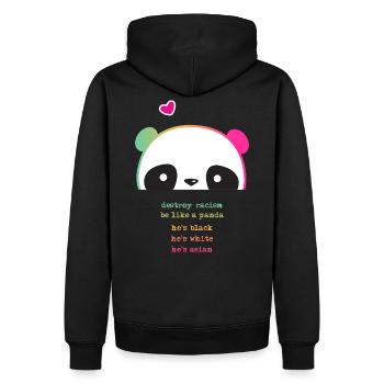 Destroy Racism - Be like a Panda - Sweat à capuche Premium bio Homme - noir - Dos - Nico (187cm)