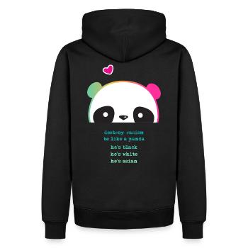 Destroy Racism - Be like a Panda - Sweat à capuche Premium bio Homme - noir - Dos - Nico (187cm)