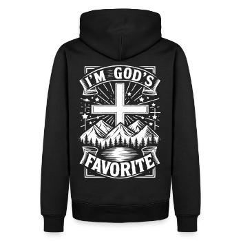 Je suis le préféré de Dieu - Sweat à capuche Premium bio Homme - noir - Dos - Nico (187cm)