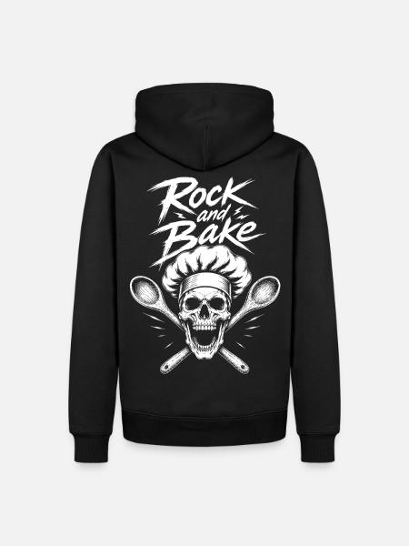 Rock and Bake Skull Motif - Men’s Premium Organic Hoodie - black