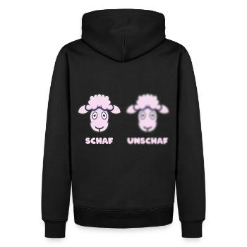 Scharfes Schaf (Unschärfe-Edition) - Männer Premium Bio Hoodie - Schwarz - Hinten - Nico (187cm)