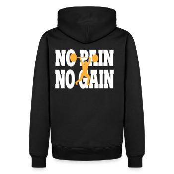 No Pain No Gain - Fitness Gym - Männer Premium Bio Hoodie - Schwarz - Hinten - Nico (187cm)