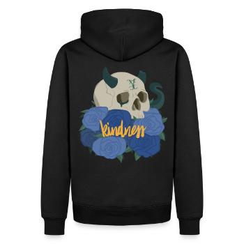 Kindness To Those Who Deserve It (Blue) - Men’s Premium Organic Hoodie - black - Back - Nico (187cm)