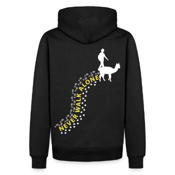 Femme & Alpaga Ne marchez jamais seule - Sweat à capuche Premium bio Homme - noir - Dos - Nico (187cm)