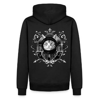 Luna - Queen of Cat - Männer Premium Bio Hoodie - Schwarz - Hinten - Nico (187cm)
