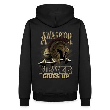 Salle de sport, tenue Fitness Warriors pour l’entraînement - Sweat à capuche Premium bio Homme - noir - Dos - Nico (187cm)