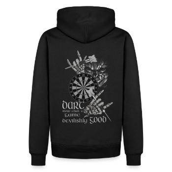 Dart Design devilishly good, Dart devilishly good, - Men’s Premium Organic Hoodie - black - Back - Nico (187cm)