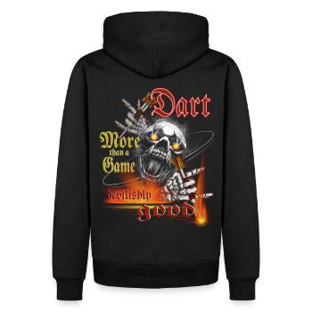 Dart design devilishly good, Dart devilishly good, - Men’s Premium Organic Hoodie - black - Back - Nico (187cm)