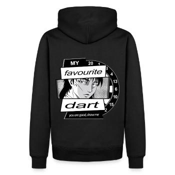 Dart Anime Motiv, Dart Player + Anime Fans - Sweat à capuche Premium bio Homme - noir - Dos - Nico (187cm)