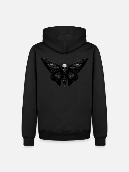 Giant "Skull Hawkmoth" Moth - Men’s Premium Organic Hoodie - black