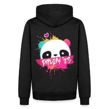 Diplom '23 Motto mit Panda - Diplom Abschluss 2023 - Männer Premium Bio Hoodie - Schwarz - Hinten - Nico (187cm)