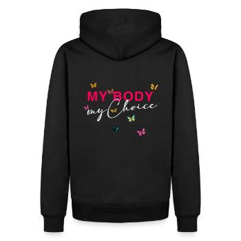 Mon corps - Mon choix - Sweat à capuche Premium bio Homme - noir - Dos - Nico (187cm)