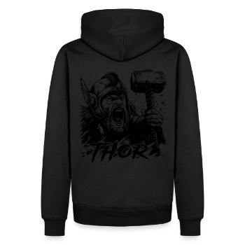 Thor - Männer Premium Bio Hoodie - Schwarz - Hinten - Nico (187cm)