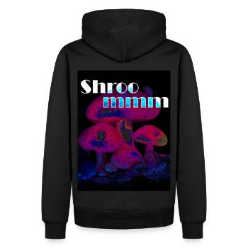 Neon forest dwellers - mushrooms - Men’s Premium Organic Hoodie - black - Back - Nico (187cm)