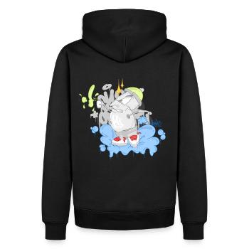 FETTDOSE IN AKTION - Männer Premium Bio Hoodie - Schwarz - Hinten - Nico (187cm)
