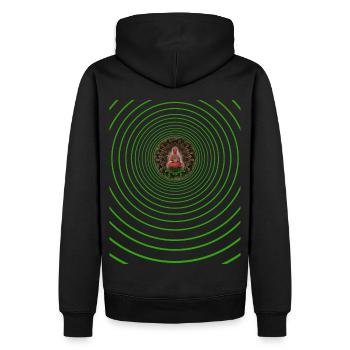 Buddha Energie - Männer Premium Bio Hoodie - Schwarz - Hinten - Nico (187cm)