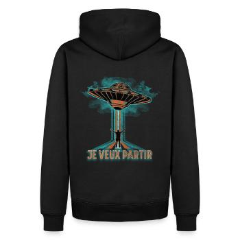 Je veux partir - Sweat à capuche Premium bio Homme - noir - Dos - Nico (187cm)