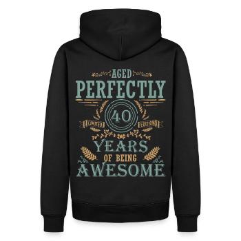 40 Birthday, Born 1982, Retro T-Shirt - Men’s Premium Organic Hoodie - black - Back - Nico (187cm)