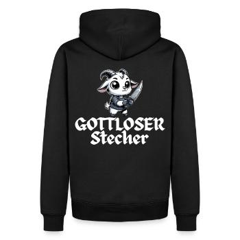 Godless Engraver - Men’s Premium Organic Hoodie - black - Back - Nico (187cm)