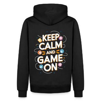 GAMER GAME ON KEEP CALM - Männer Premium Bio Hoodie - Schwarz - Hinten - Nico (187cm)