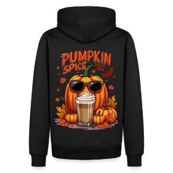 Cool Pumpkin Spice Toffee Vibes Fall Design - Men’s Premium Organic Hoodie - black - Back - Nico (187cm)