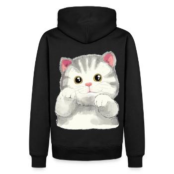 Chats Enfants Animaux Mignon Chat Bébé Miaoul - Sweat à capuche Premium bio Homme - noir - Dos - Nico (187cm)