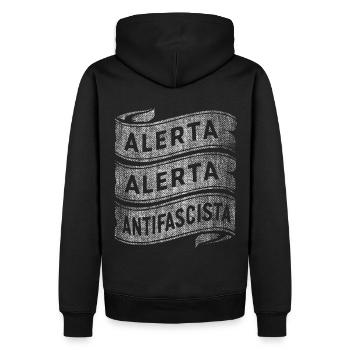 ALERTA ALERTA ANTIFASCISTES ANTIFASCISTES - Sweat à capuche Premium bio Homme - noir - Dos - Nico (187cm)