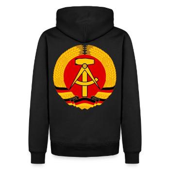 Logo DDR Armoirs Ährenkranz Marteau et faucille - Sweat à capuche Premium bio Homme - noir - Dos - Nico (187cm)