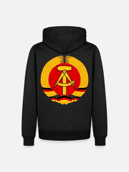 Logo DDR Armoirs Ährenkranz Marteau et faucille - Sweat à capuche Premium bio Homme - noir