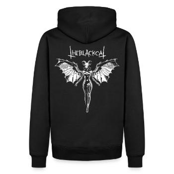 TheBlackCat - Engel - Männer Premium Bio Hoodie - Schwarz - Hinten - Nico (187cm)
