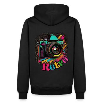 Caméra rétro des années 60 - Sweat à capuche Premium bio Homme - noir - Dos - Nico (187cm)