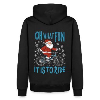WEIHNACHTSMANN FAHRRAD LUSTIGES WEIHNACHTSGESCHENK - Männer Premium Bio Hoodie - Schwarz - Hinten - Nico (187cm)