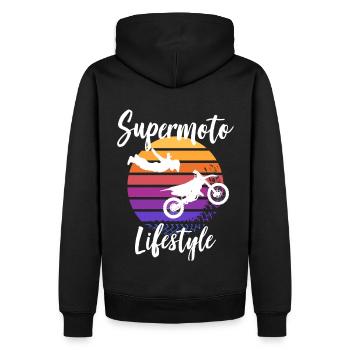 Moto Supermoto Biker Lifestyle - Sweat à capuche Premium bio Homme - noir - Dos - Nico (187cm)
