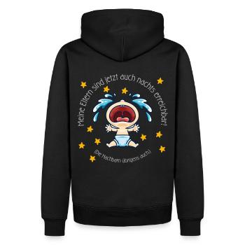 Bébé (Parent-Night-Reachable-Edition) - Sweat à capuche Premium bio Homme - noir - Dos - Nico (187cm)