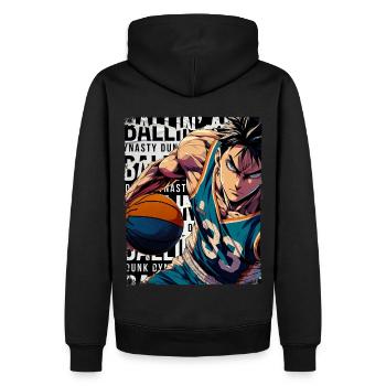 Ballin all day - Männer Premium Bio Hoodie - Schwarz - Hinten - Nico (187cm)