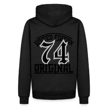 50. Geburtstag Mann Frau 50 Jahre 1974 - Männer Premium Bio Hoodie - Schwarz - Hinten - Nico (187cm)