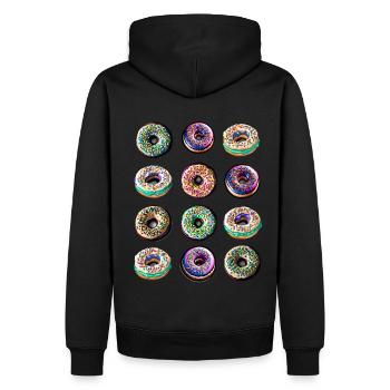 Donuts zwölf bunte bunt - Männer Premium Bio Hoodie - Schwarz - Hinten - Nico (187cm)