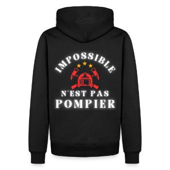 T-shirt comique Impossible n'est pas Pompier - Sweat à capuche Premium bio Homme - noir - Dos - Nico (187cm)