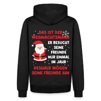 Der Weihnachtsmann besucht seine Freunde einmal - Männer Premium Bio Hoodie - Schwarz - Hinten - Nico (187cm)