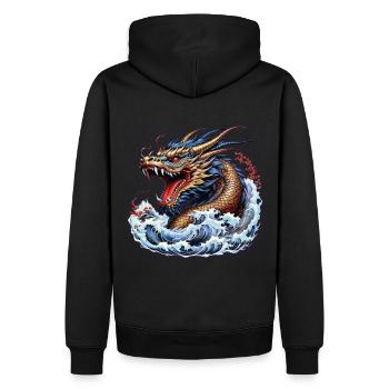 Wütender japanischer Drache - Männer Premium Bio Hoodie - Schwarz - Hinten - Nico (187cm)